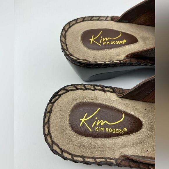 Kim/Kim Rogers Women’s Buckle Leather Slide Clogs Cognac Color Size 7 - Picture 3 of 10